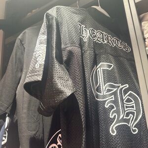 Chrome Hearts Black Mesh Jersey with White Logo Patch